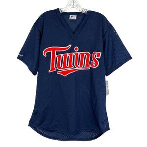 Vintage Minnesota Twins Majestic Mesh Jersey Blue Pullover Short Sleeve size XL
